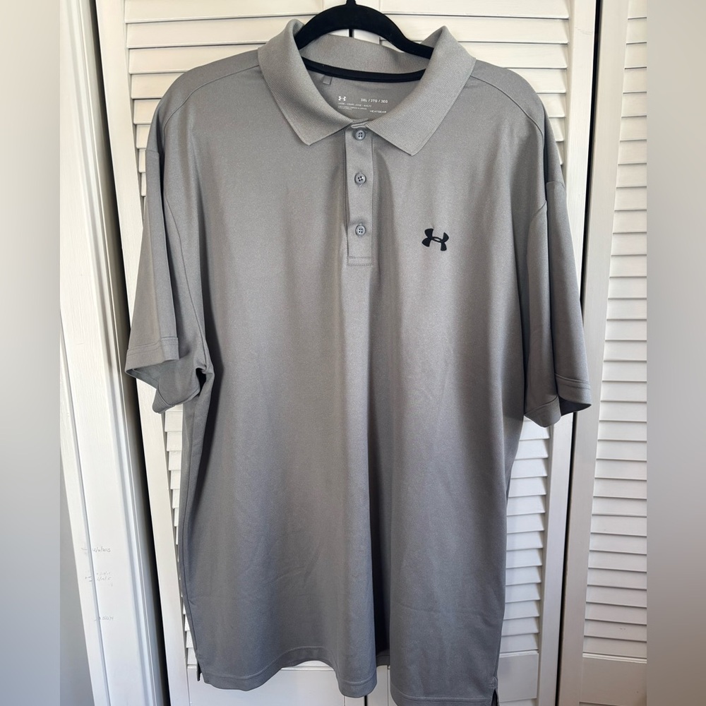 Under Armour heat gear gray polo, 3 XL